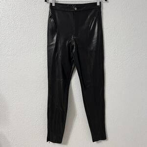 Ksubi Womens Vegan Leather High Rise Flat Front Straight Leg Pants Black Size 27
